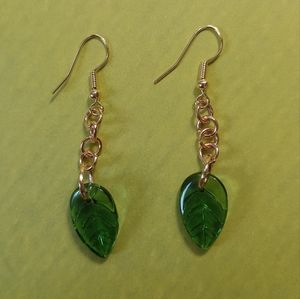 Gold Dangle Leaf Earrings